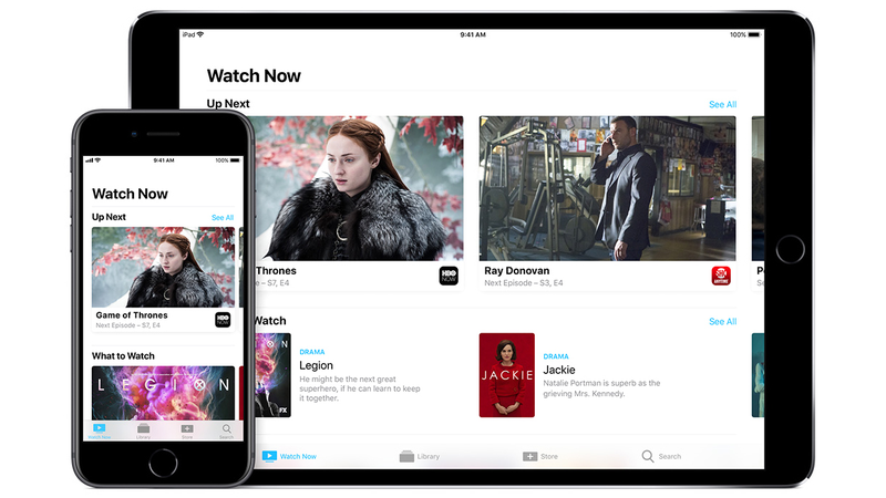 The TV app running on an iPhone and iPad